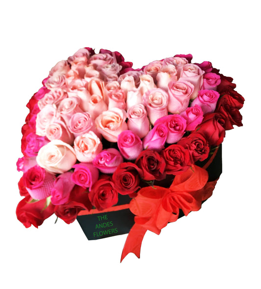 Corazón de rosas de 3 tonalidad - Box Grande